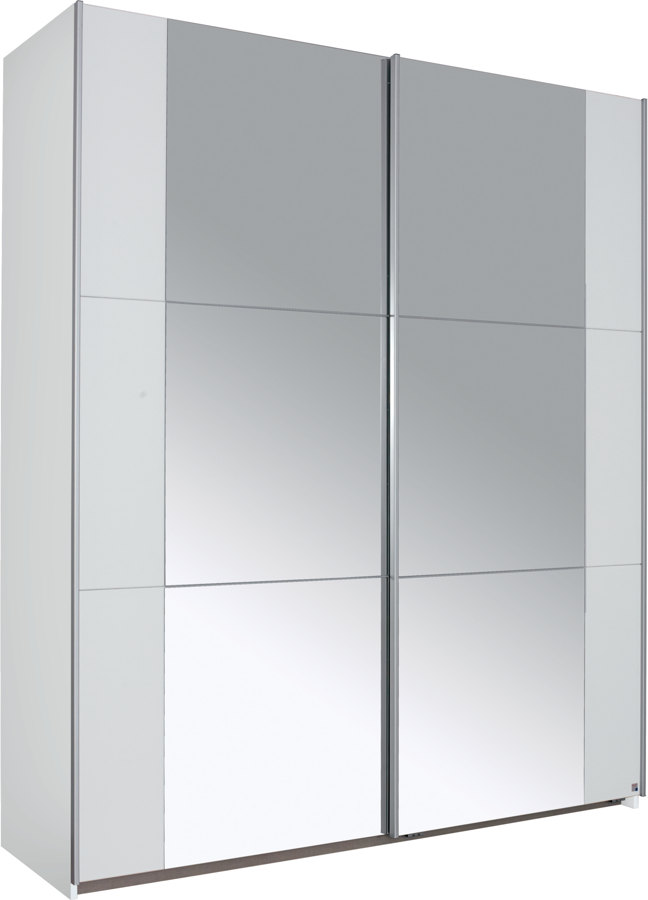Schwebetürenschrank Kronach, 2 175x210x59, 2-türig, Teilspiegelfront, Spiegeltüren,